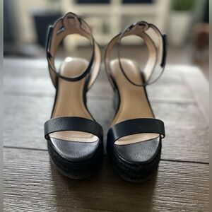 H by Halston Blue Wedge‎ Sandals with Ankle Strap Size 5.5